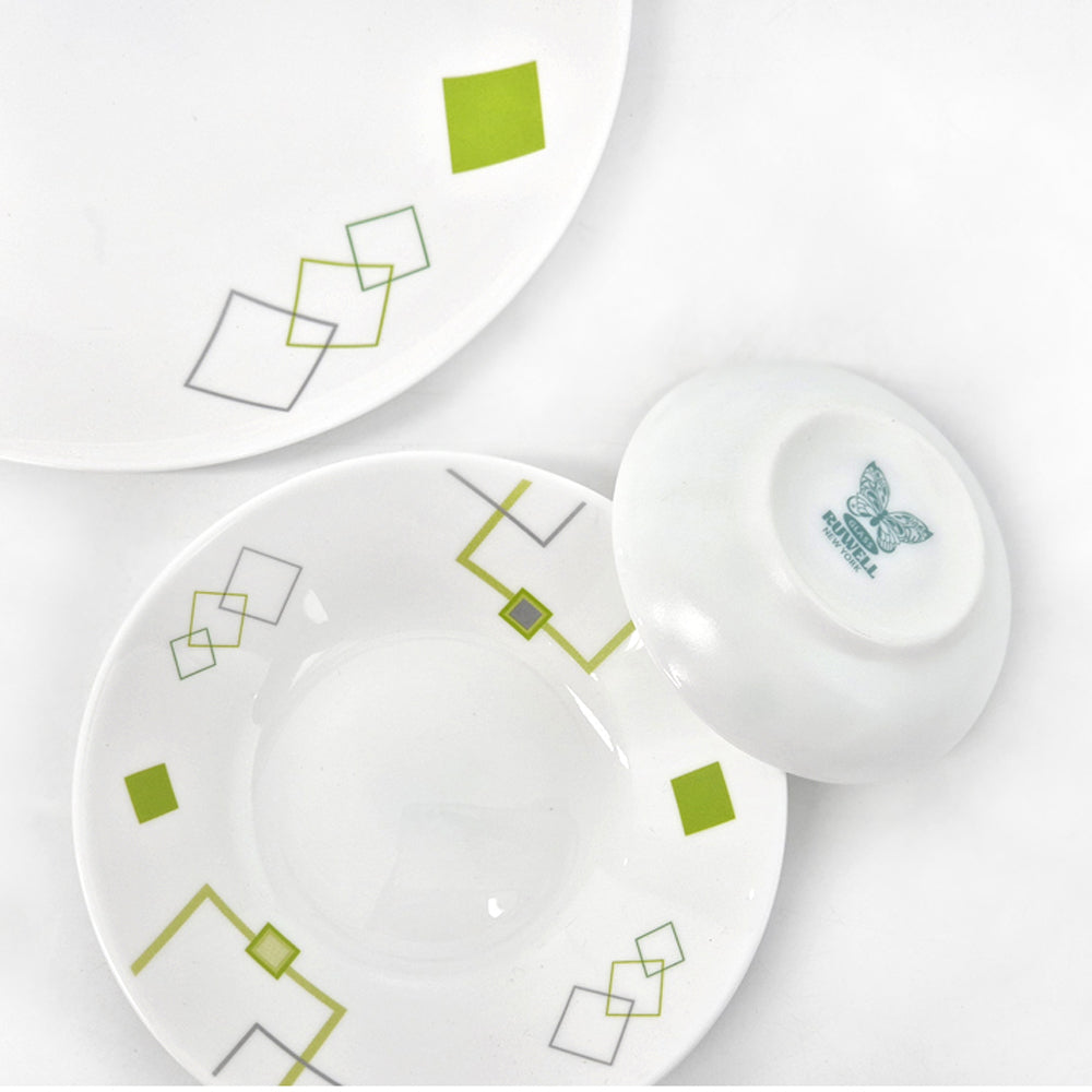 Ruwell Green square opal glass tableware set