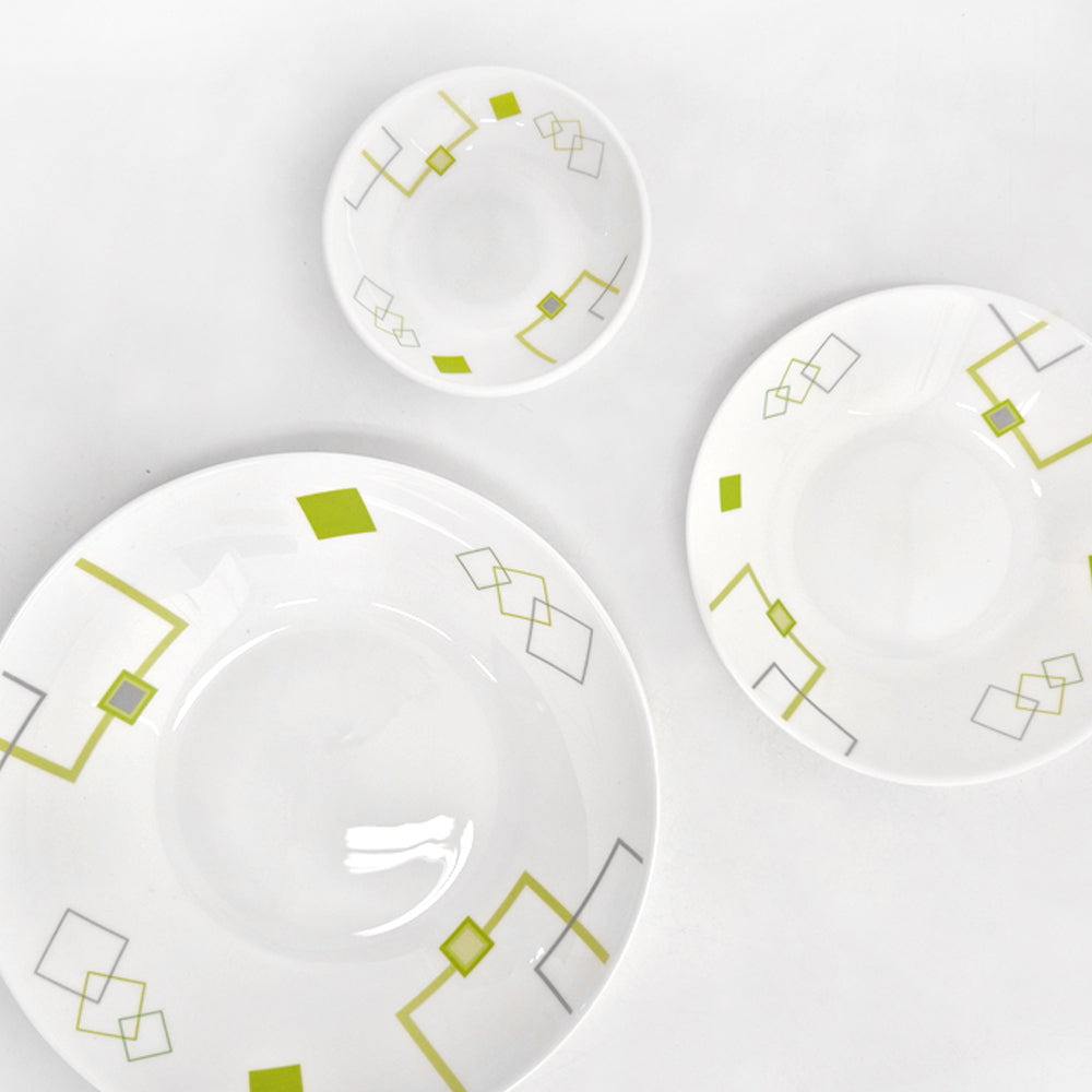 Ruwell Green square opal glass tableware set