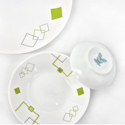 Ruwell Green square opal glass tableware set