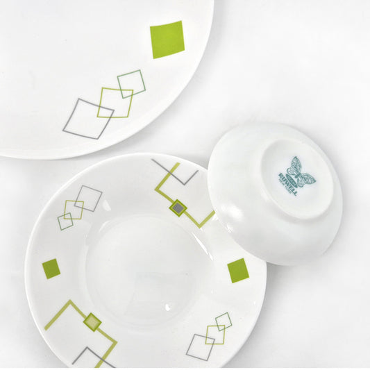 Ruwell Green square opal glass tableware set