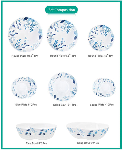Ruwell flower path opal glass tableware set