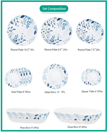 Ruwell flower path opal glass tableware set