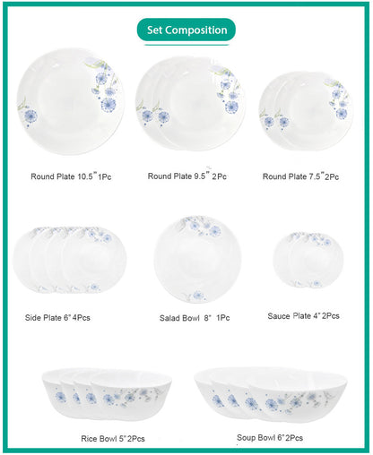 Ruwell wild flower opal glass tableware set