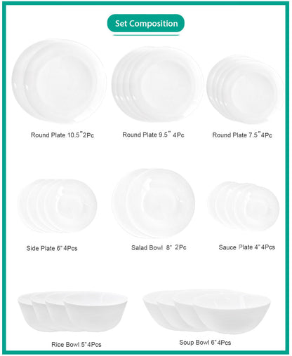Ruwell Moon light opal glass tableware set