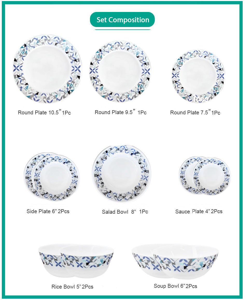 Ruwell refresh opal glass tableware set