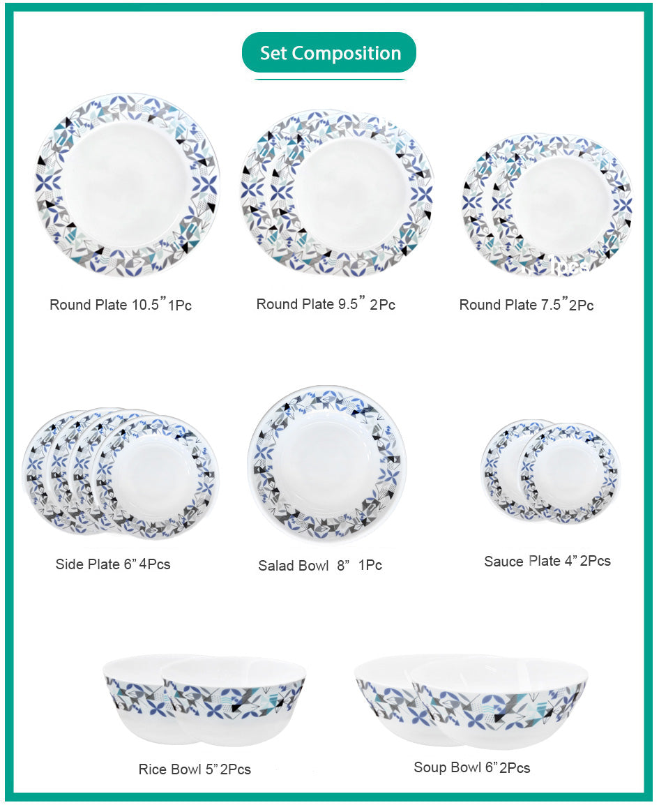 Ruwell refresh opal glass tableware set