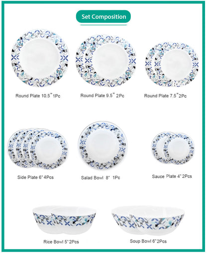 Ruwell refresh opal glass tableware set