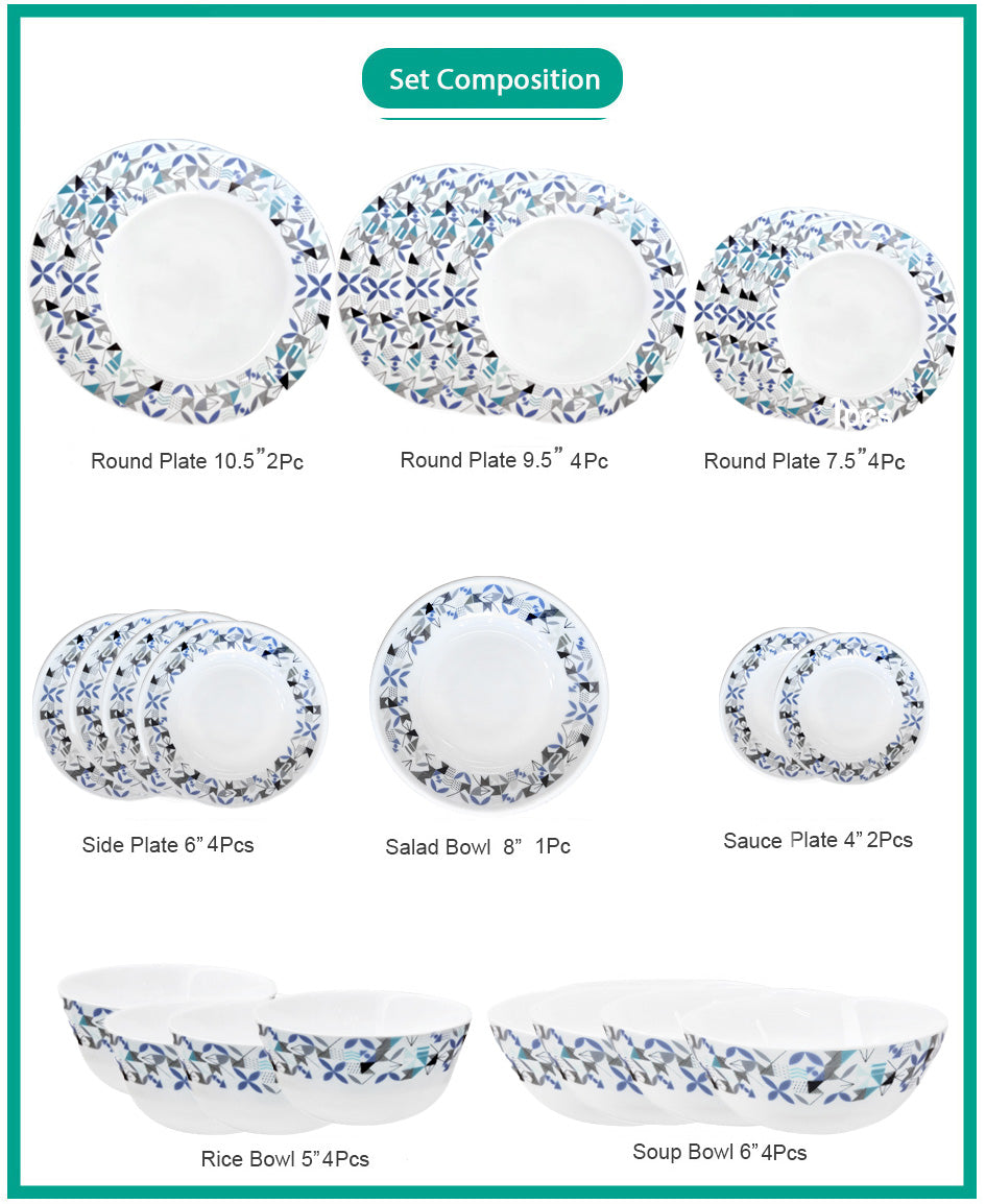 Ruwell refresh opal glass tableware set